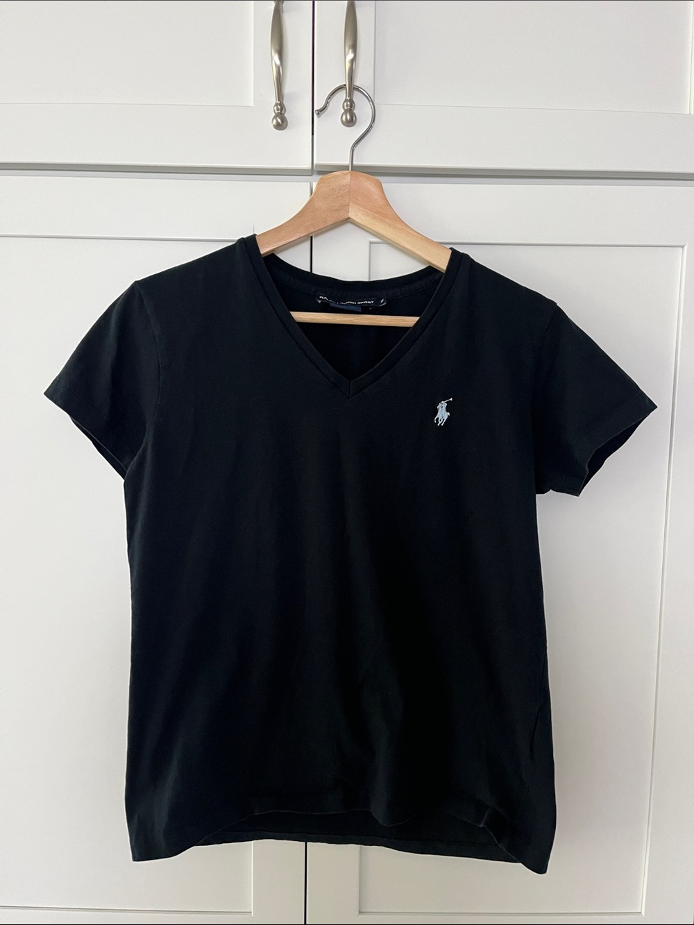Ralph Lauren Black V-Neck Tee with blue pony